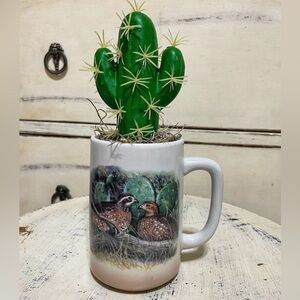Gift it!! Vintage Otagiri ceramic mug “Bobwhite Quail & Prickly Pear Cactus”